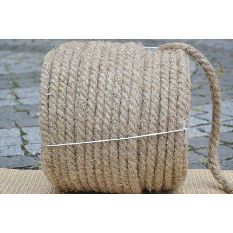 Канат лляної тросової звивки Діам. 20мм. 100 метрів.